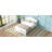 Full Size Wood Platform Bed with Headboard, White