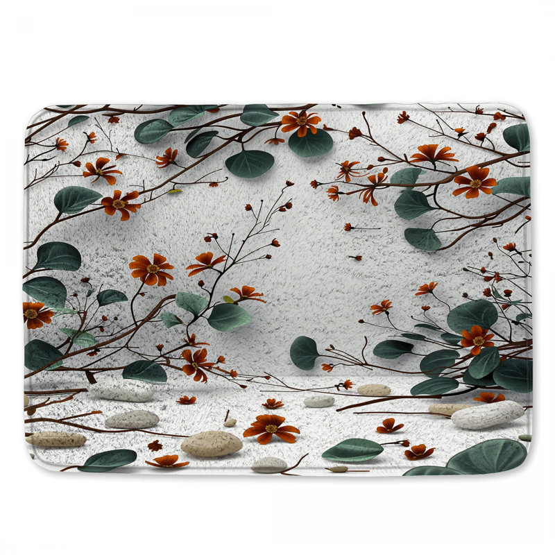 Tapis de bain floral, 24in W x 17in L