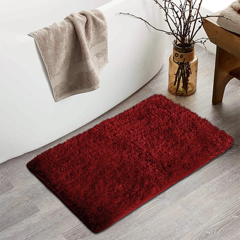 Polypropylene Plastic Non-Slip Bath Mat, Single - 80cm L x 50cm W, Red