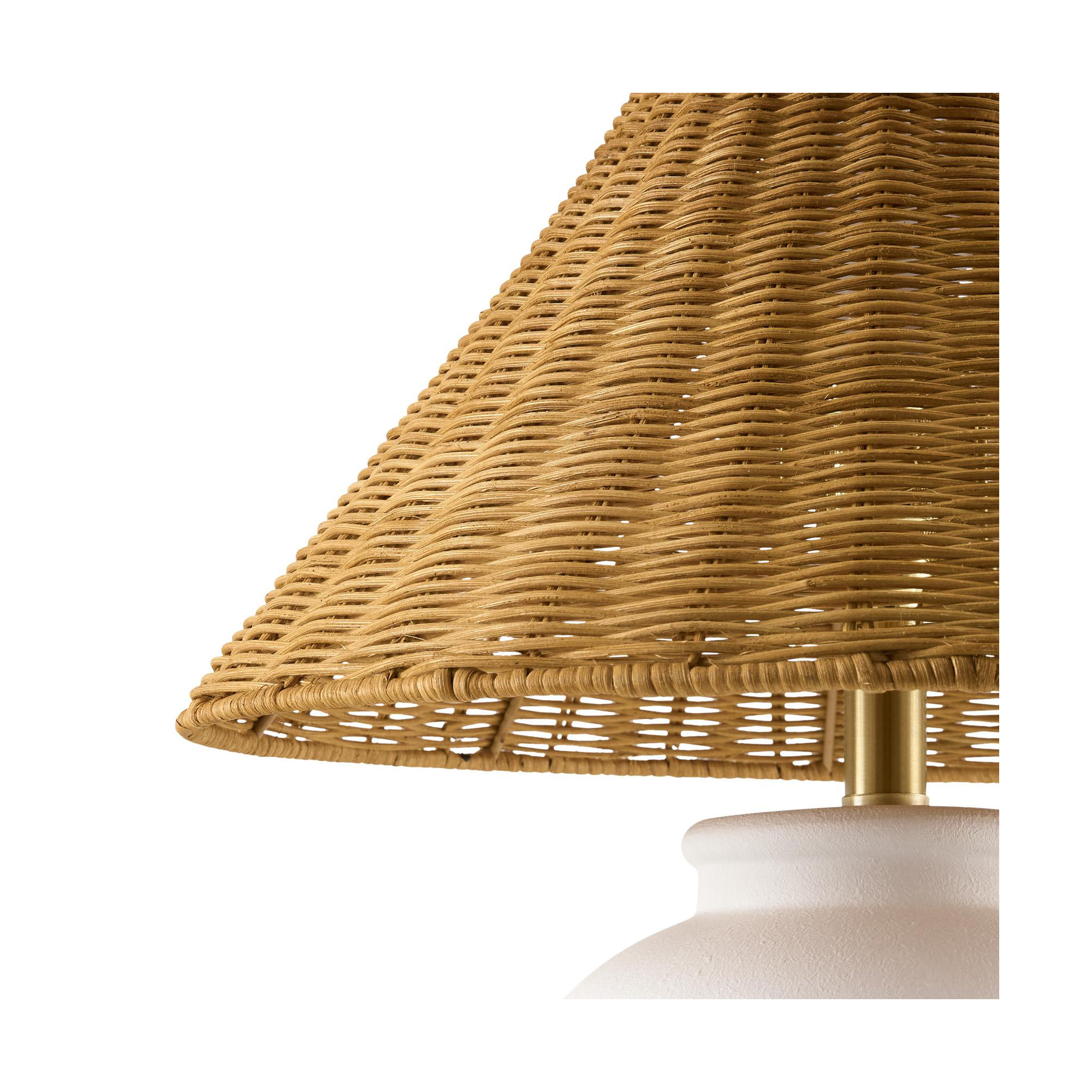 Chemise Ceramic Table Lamp, Rattan, White