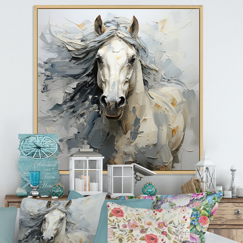 Fantaisie, cheval féminin I - impression sur toile, H 36 po x l 36 po x P 1,5 po, Cadre flottant érable