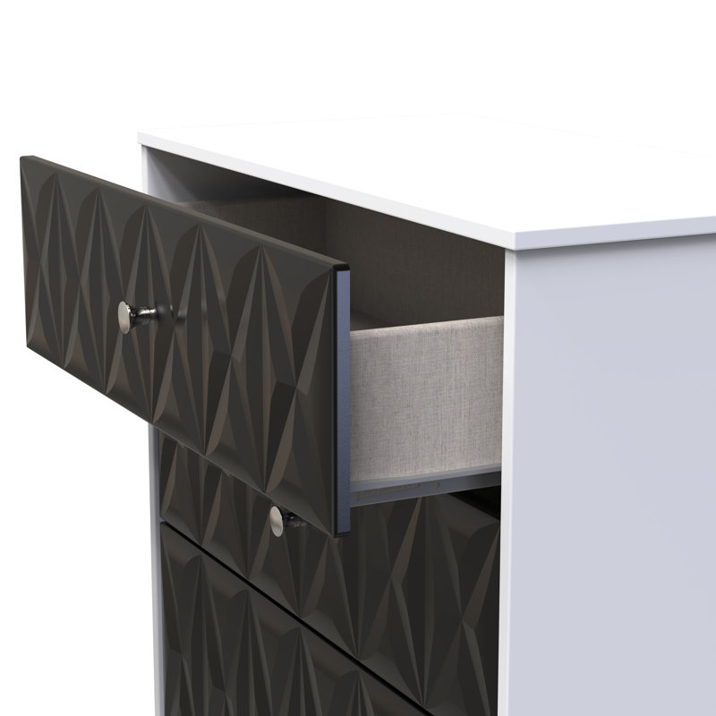 77 cm W Chest of 3 Drawers, Deep Black/White