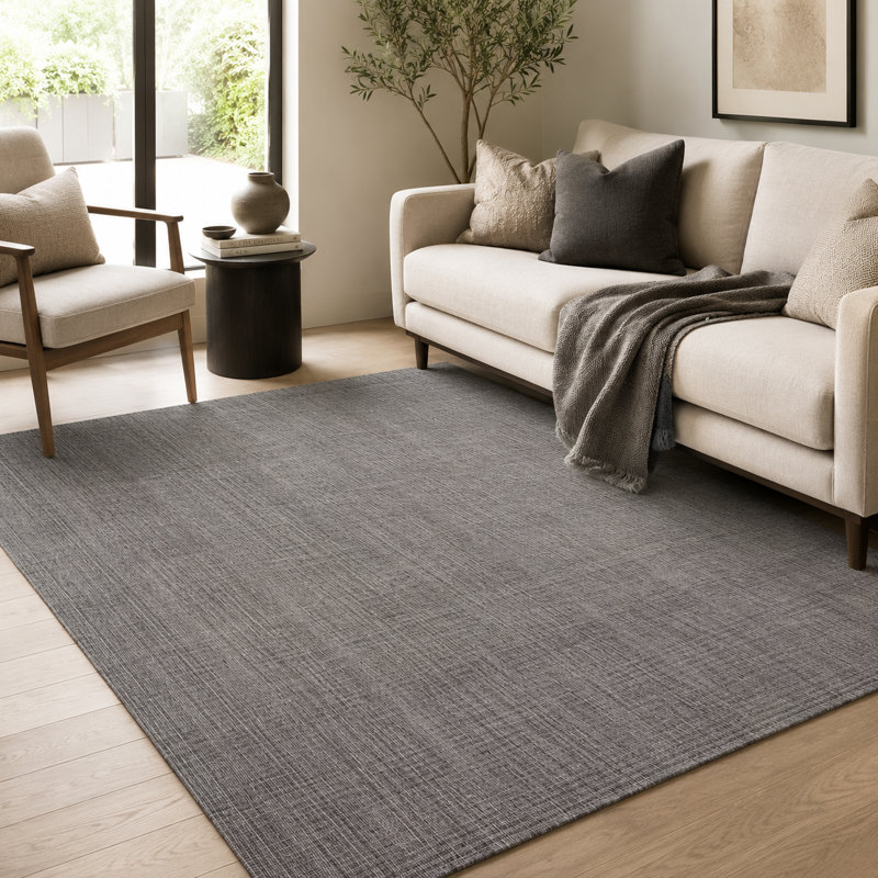 Tapis tissé à la main | Tapis en laine et bambou en soie moderne | Tapis d'intérieur crème foncé de 7 mm d'épaisseur