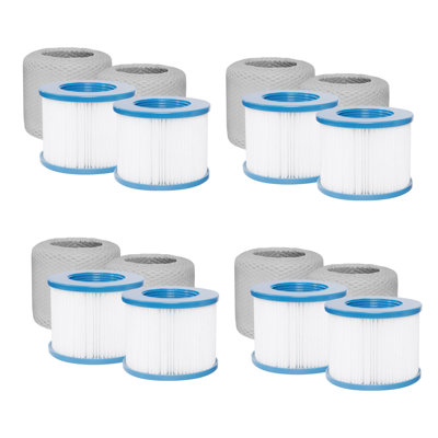 Paquet de 8 pièces de rechange pour filtre de spa, accessoires de spa pour piscine, cartouches filtrantes, compatible avec la filtration des baignoires gonflables (blanc)