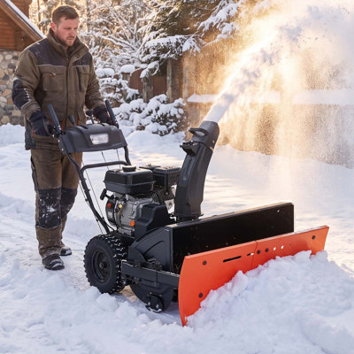 Ensemble de chasse-neige réglable de 22 à 32 po de largeur, pour la plupart des souffleuses, fonctionnement en mode double, à démontage rapide, lame racleuse en acier pliable, déneigement efficace, noir