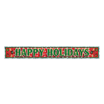 Christmas Metallic Happy Holidays Fringe Banner