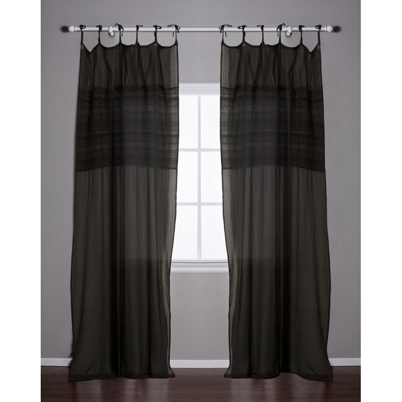 Olivia 100% Cotton Sheer Curtain Single Panel, Midnight