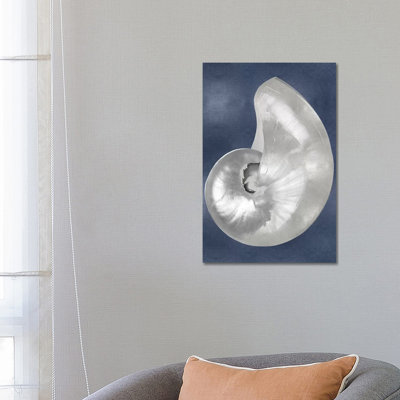 Silver Shell On Indigo Blue I by Caroline Kelly - Wrapped Canvas Gallery-Wrapped Canvas Giclée