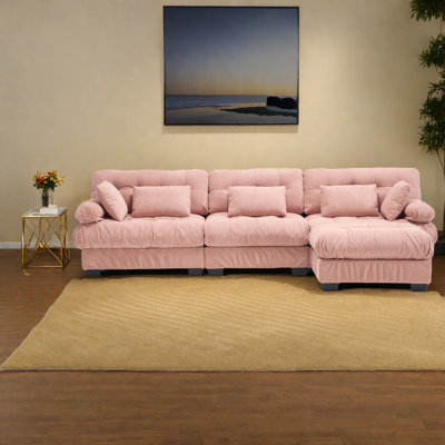 Canapés profonds à assise profonde, canapé rose moderne à structure en bois pour la maison