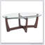 Table basse 48 po ovale en verre avec plateau trempé, structure en bois robuste pour un décor moderne et traditionnel-1490403555