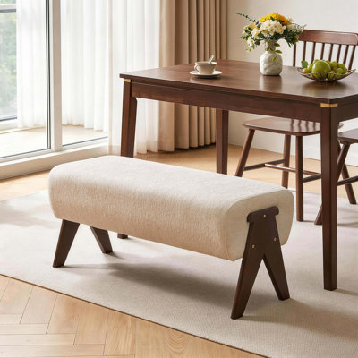 Banc en tissu de chenille décoratif moderne, banc d'entrée ergonomique rembourré avec pieds en bois massif, banc de repose-pieds rembourré pour l'espace de la chambre à coucher de vestibule