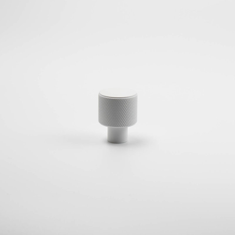 ROUS Hardware Mid Century Modern Knurled Knob, Snow (White)