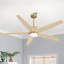 60 pouces Ventilateur de plafond intérieur réversible à 5 vitesses avec 5 pales en bois massif, tiges verticales de 4,5 po / 12 po avec ensemble d'éclairage et télécommande-325154504