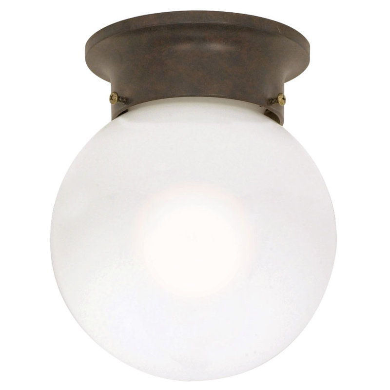 Plafonnier encastré en forme de globe simple 6 po 1 lumières Coffield, Bronze vieilli, Non