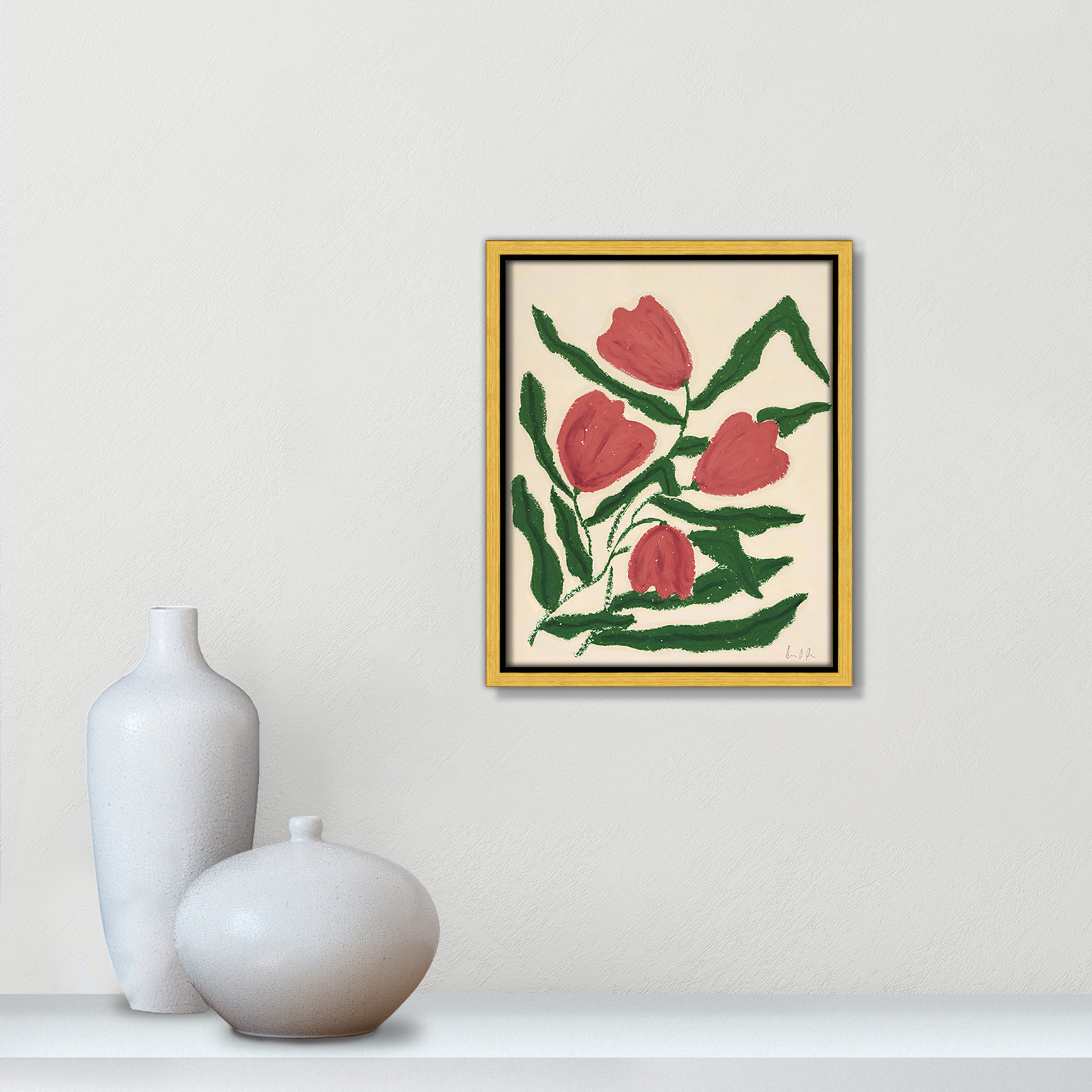 Colette "Red Tulips" Print by Camilla Bergqvist, 11.5" H x 9.5" W, Gold