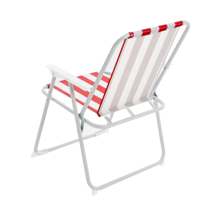 Folding Metal Beach Chairs Stripe, Red