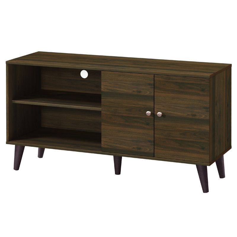 Meuble télé avec tablettes et 2 portes Donna, H 25,6 po x l 47,3 po x P 15,2 po, Noyer