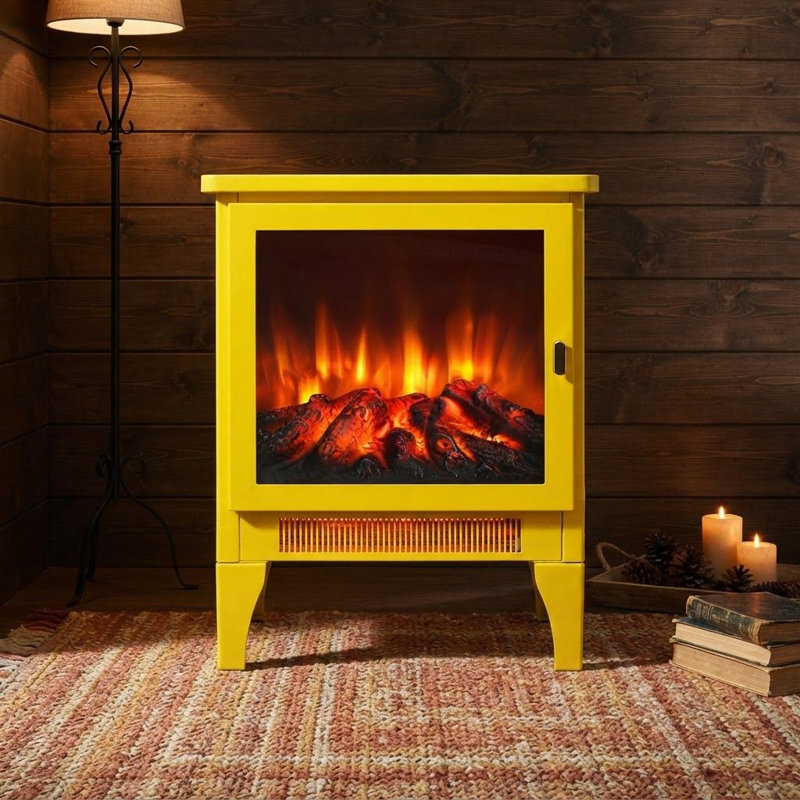Poêle électrique 18 po avec effet de flamme 3D, bleu classique, Yellow