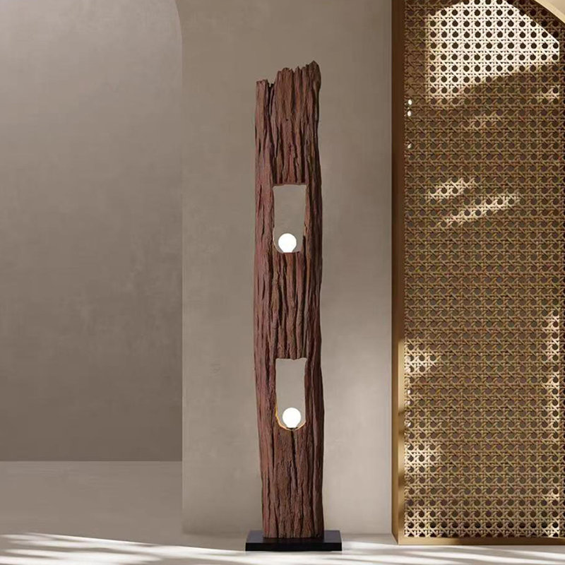 Zen-Style Living Room Wooden Standing Lamp