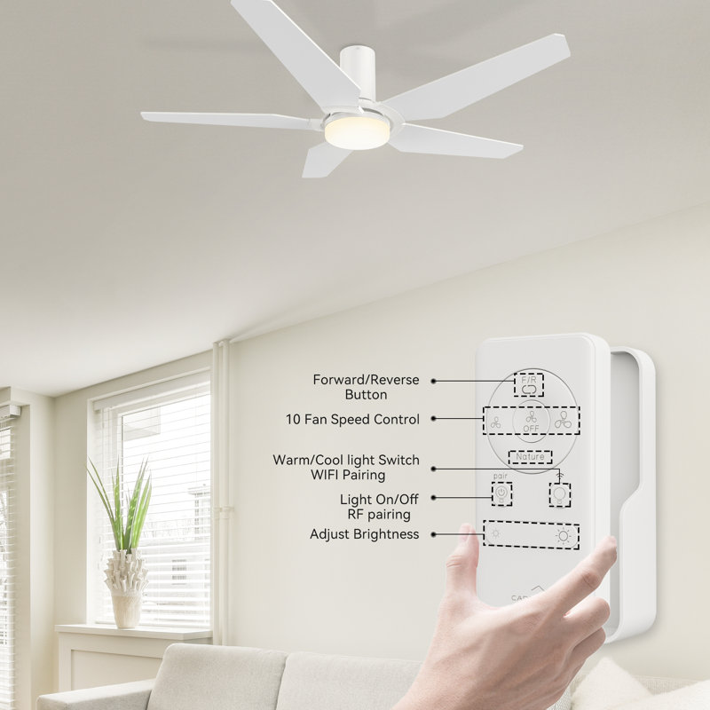 52'' Ceiling Fan with LED Lights, White
