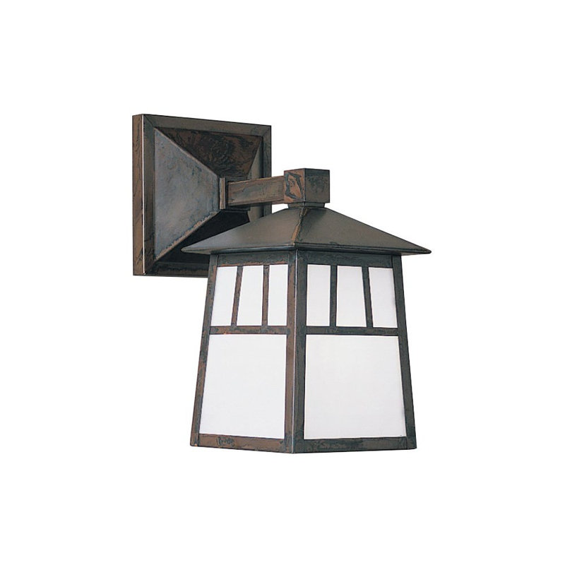 Raymond 1 - Light Outdoor Wall Lantern, Antique Brass, Off White, 21.75" H x 9.88" W x 14" D