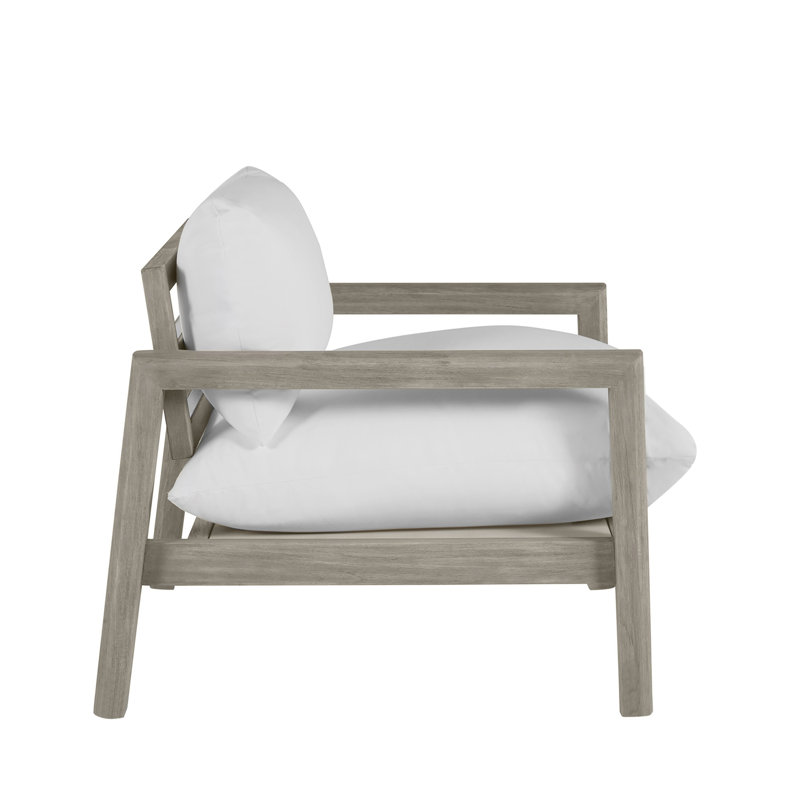 Monterey Teak Outdoor Lounge Chair, Welt, Linen Chambray, Oyster Teak