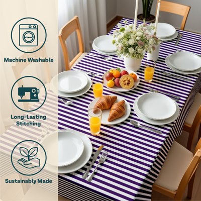 Purple Striped Tablecloth 104" x 60"