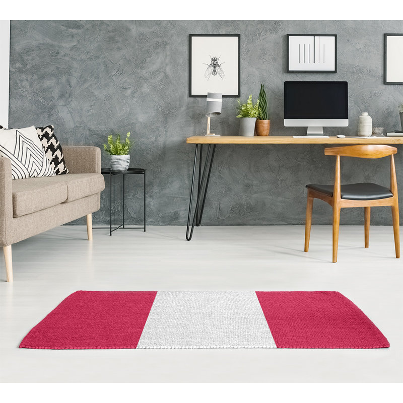 Tapis rouge/blanc rayé, Rectangle 7 pi x 5 pi