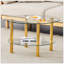 Table basse contemporaine en verre trempé à double couche de style contemporain - plateau de 27,5 po et dessous de 23,6 po. Plateau de table en verre renforcé, pieds en acier inoxydable.-1175730021