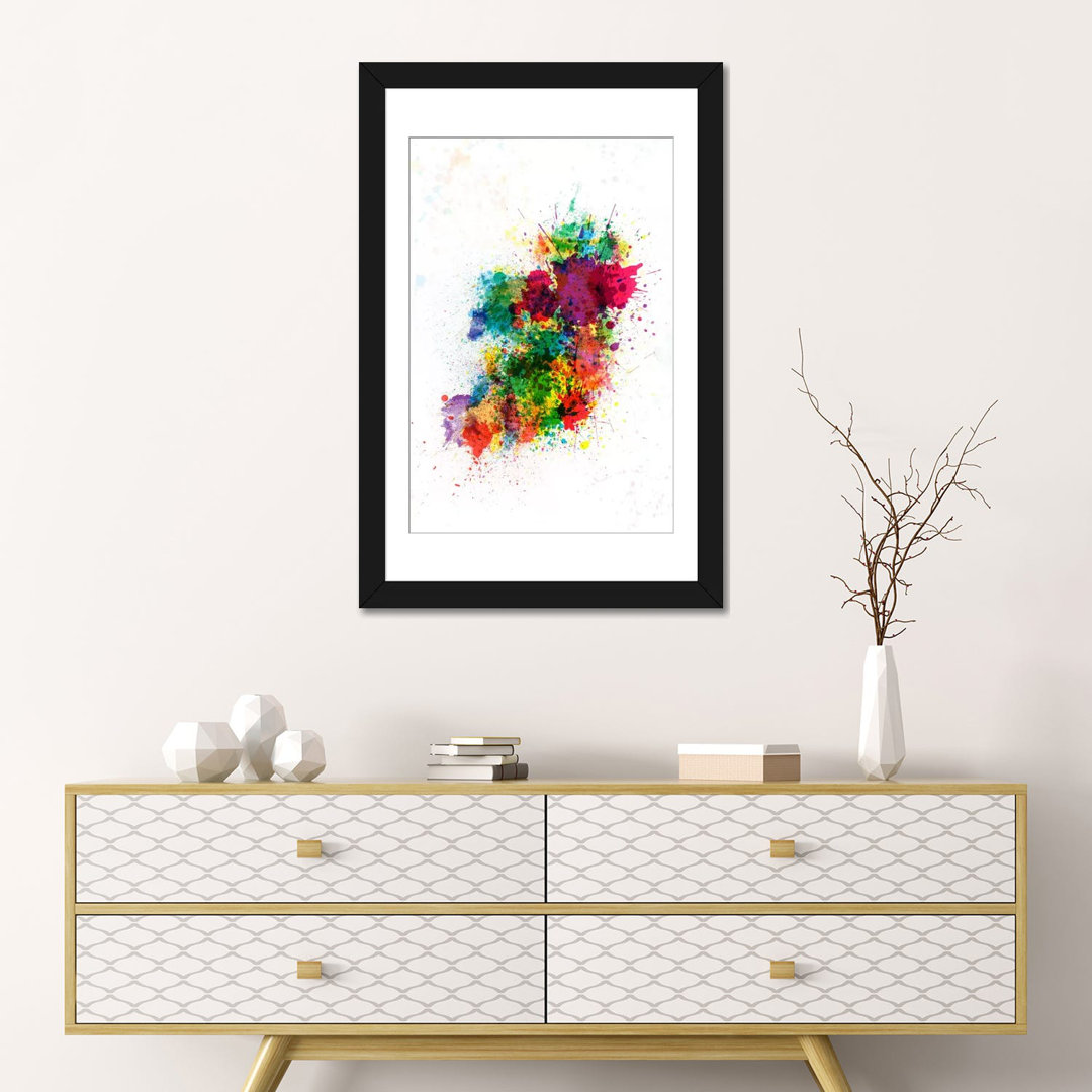 Michael Tompsett "Ireland Map Paint Splashes" Painting Print on Canvas Ebern Designs Mat