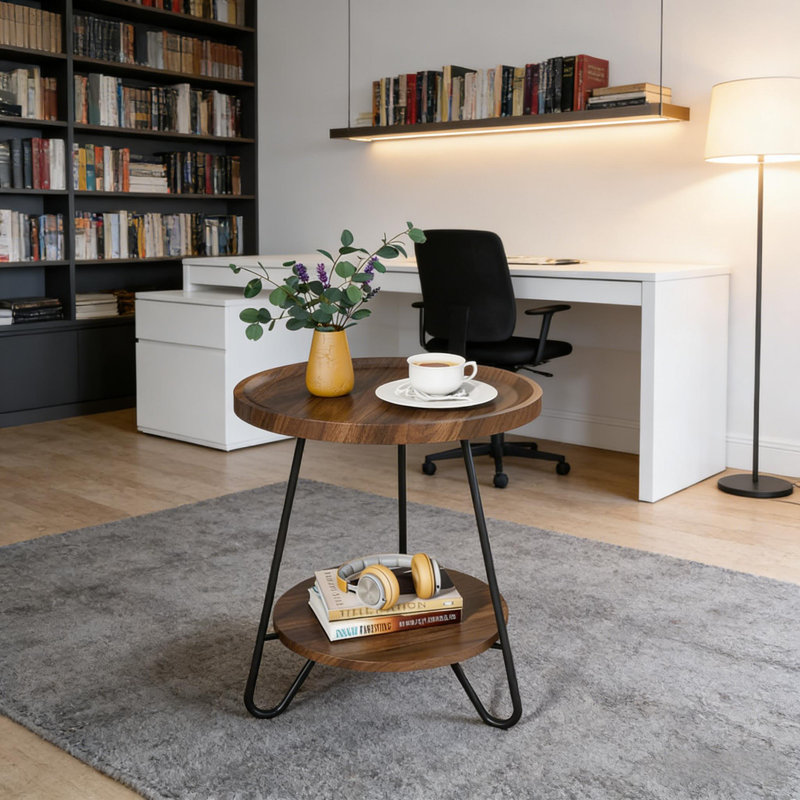 Chic Coffee Table,Round Sofa Table, 2-Tier Accent Table