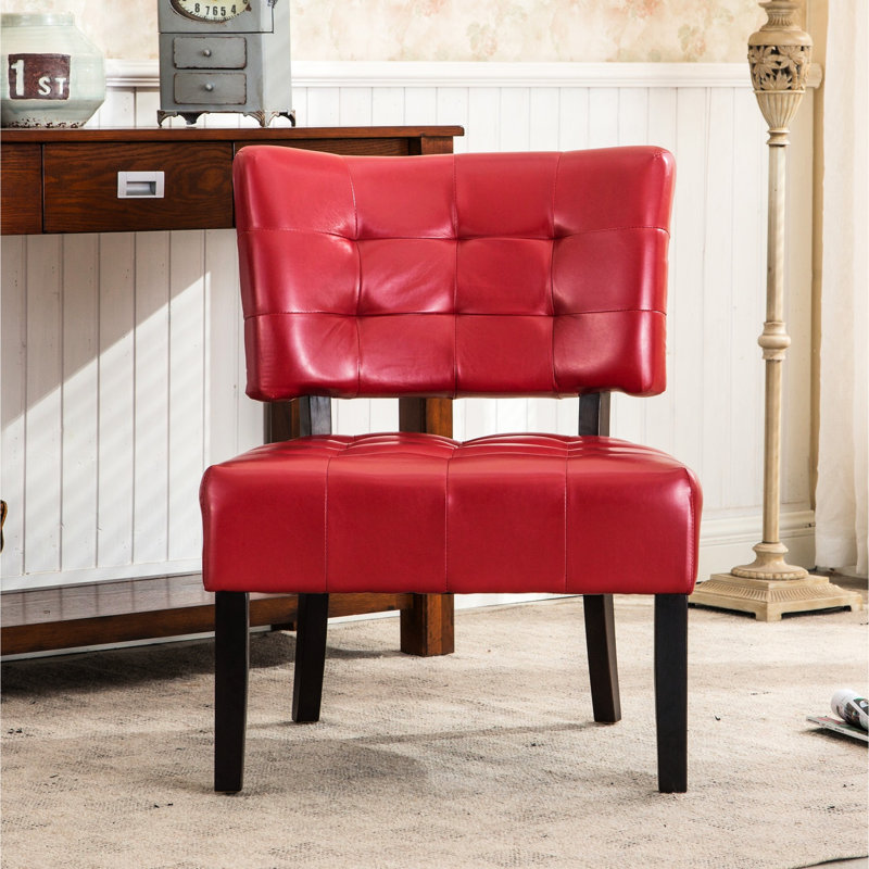 Red Accent Chair With Leather And Oversized Capacity Generous Seating, Red