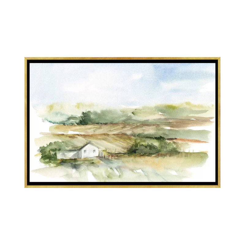 « Rural plein air V » par Ethan Harper, reproduction d’art, H 18 po x l 26 po x P 1,5 po, Toile encadrée d'or, Pas de tapis