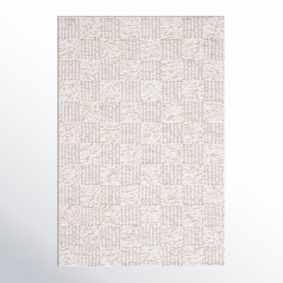 Abbi Brown Ivory Hand-Woven Checkered Rug
