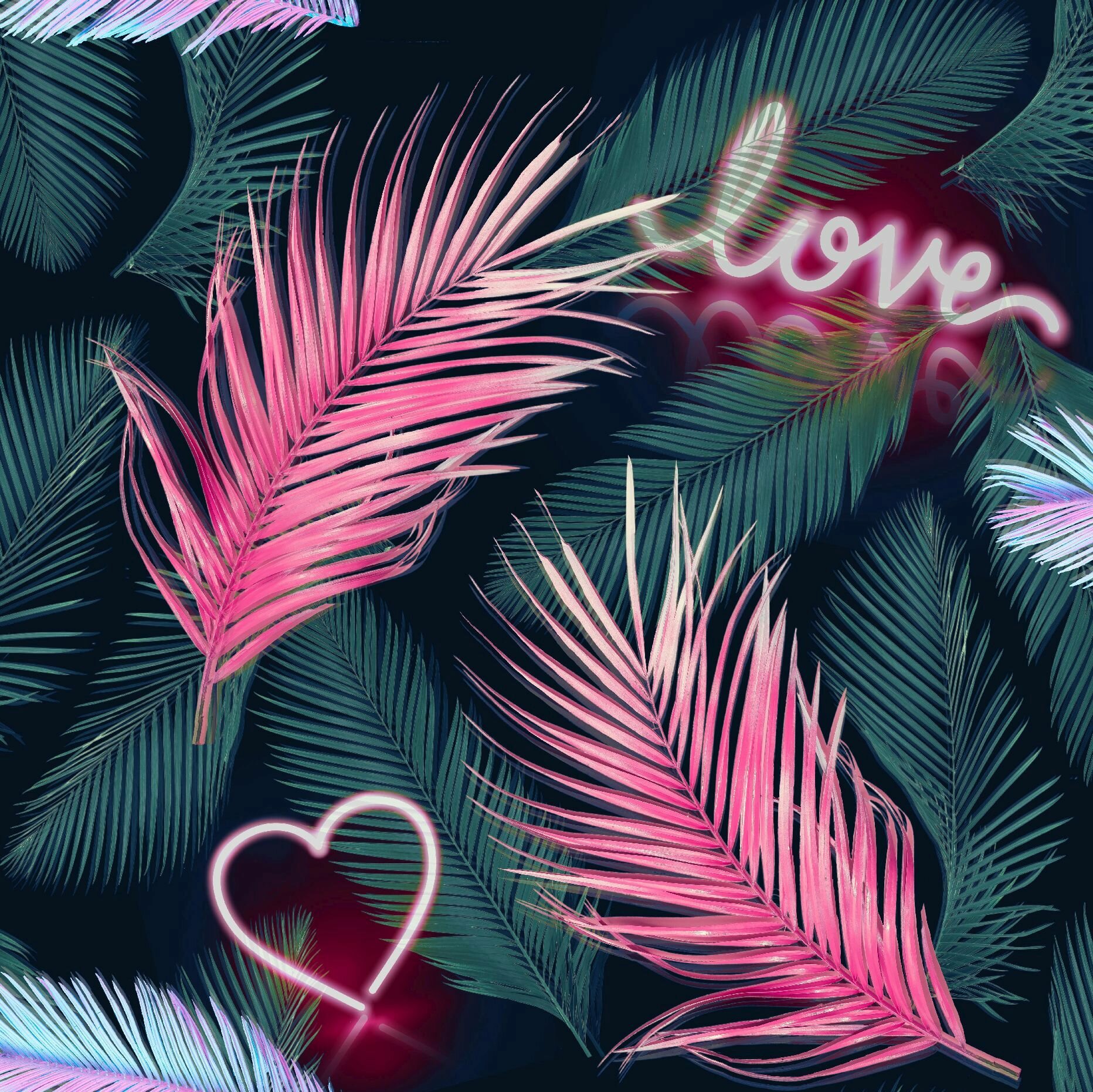 Neon Love Tropical Floral 10m x 52cm Matte Wallpaper Roll