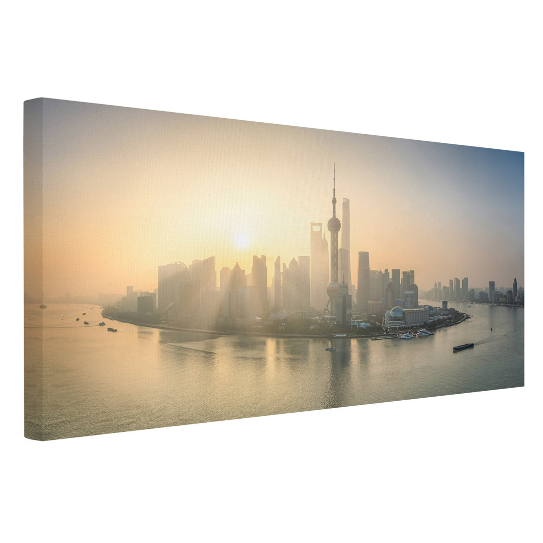 Leinwandbild Pudong bei Sonnenaufgang