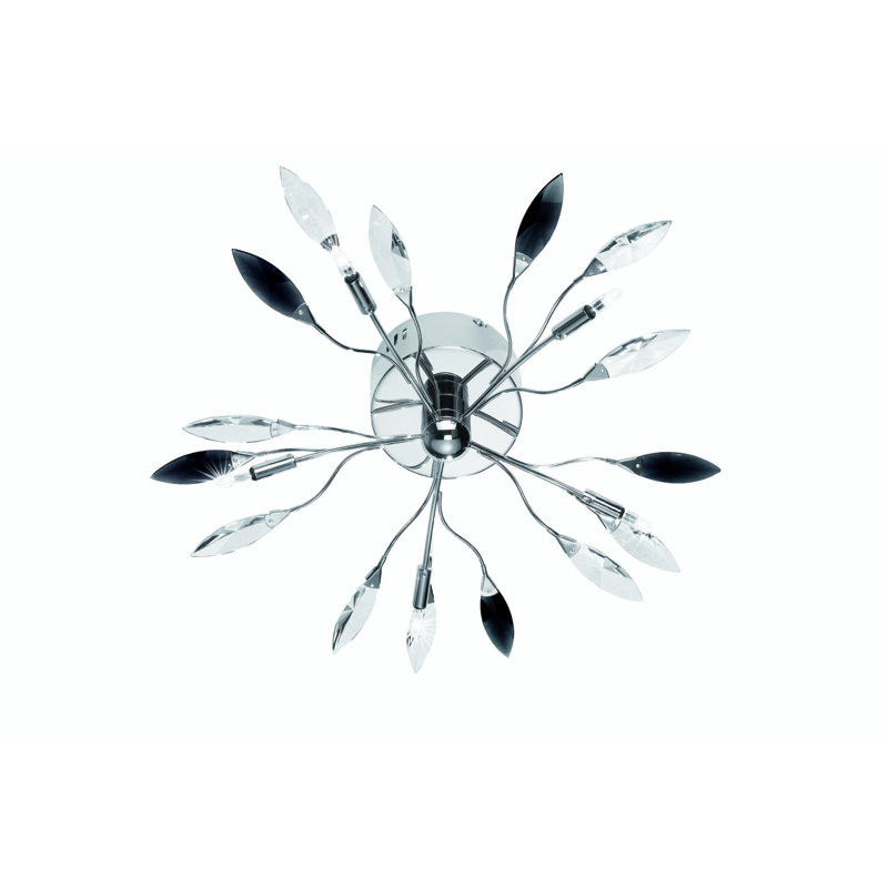 Crystal Semi Flush Mount, Crystal and black