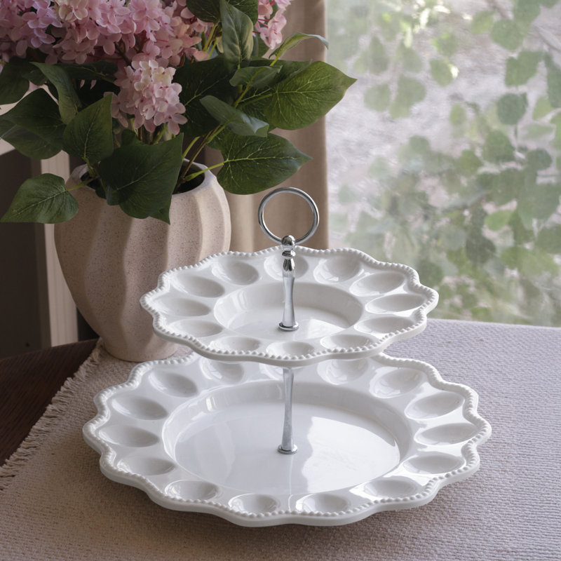 Vida Alegria Two Tiered Egg Server (White)