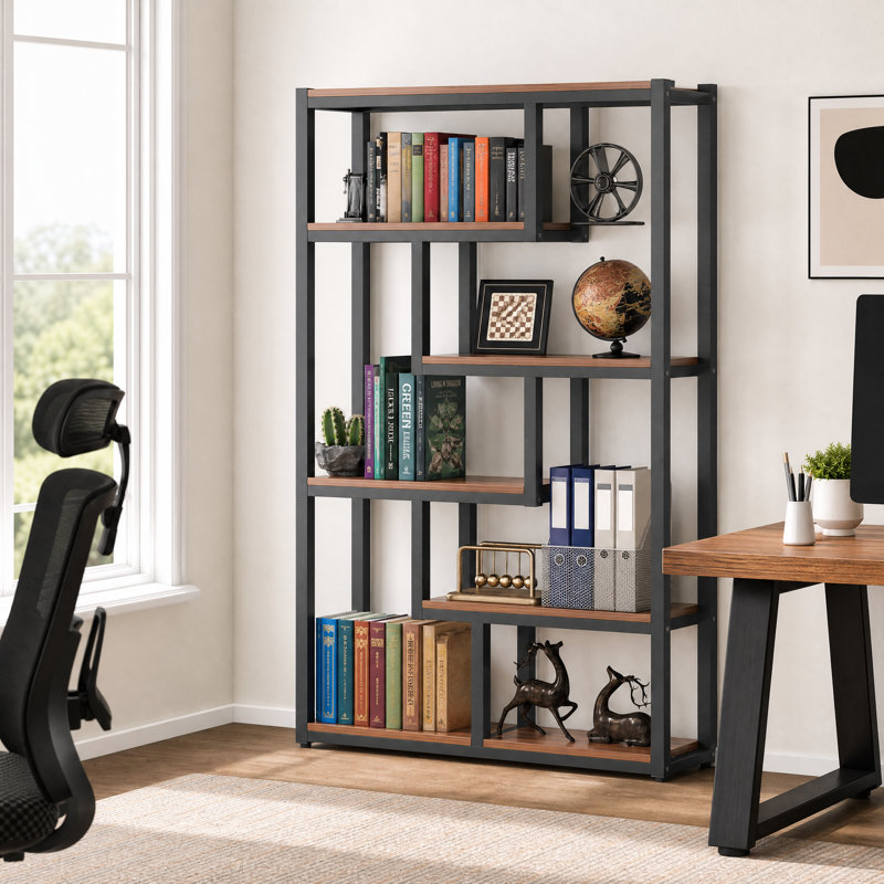 Elex Geometric Bookcase, Brown