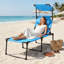 Chaises longues combinant espace extérieur et design ajustable avec cadre Oxford bleu clair et structure en métal