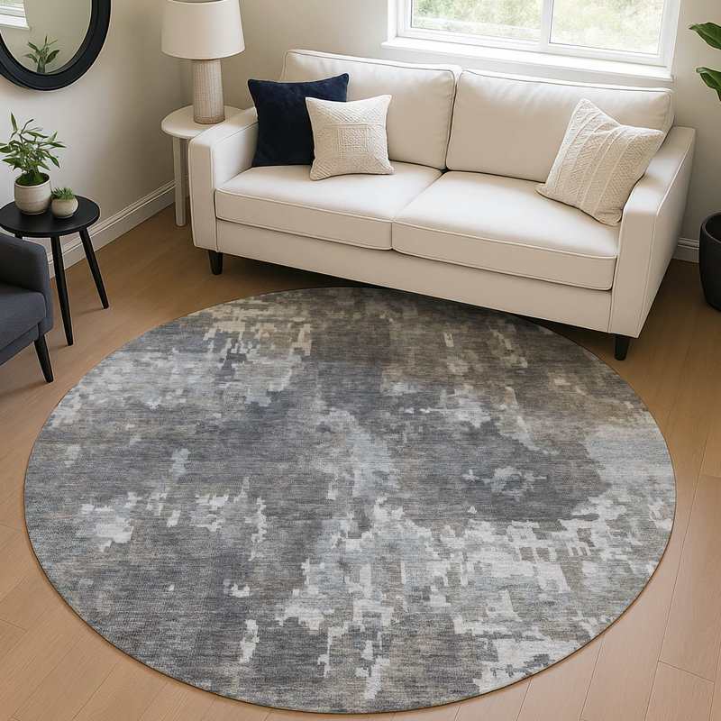 Machine Washable Indoor/Outdoor Francky ACN2361 Casual Rug, Round 8'