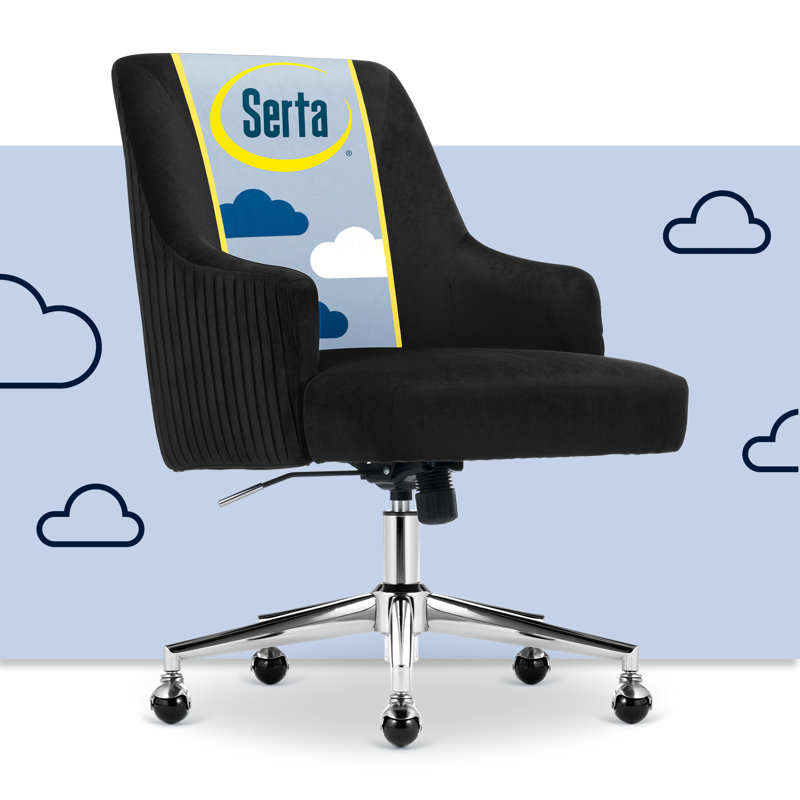 Black Velvet Mid-Back Swivel Task Chair with Metal Base