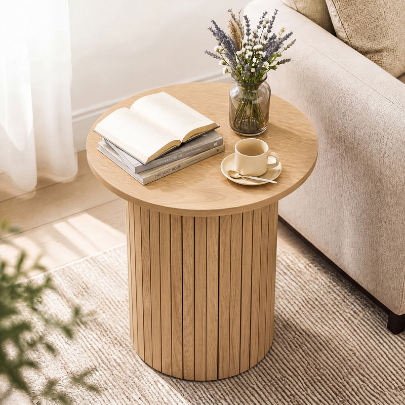Table de chevet d'appoint moderne en bois naturel avec petits pieds antidérapants, idéale pour les petits espaces., Naturel