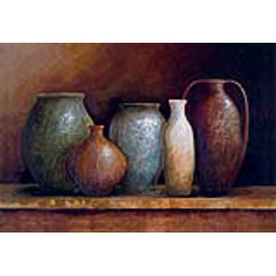 Brown Pots 2 - Wrapped Canvas Painting