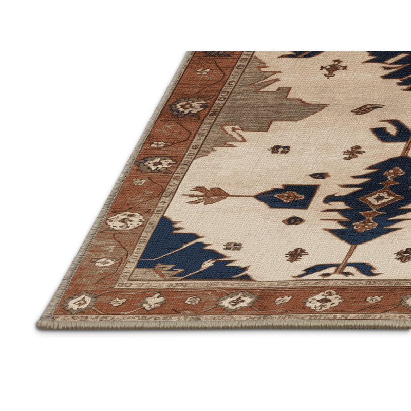 Tapis beige lavable à la machine, Rectangulaire 3 pi x 5 pi