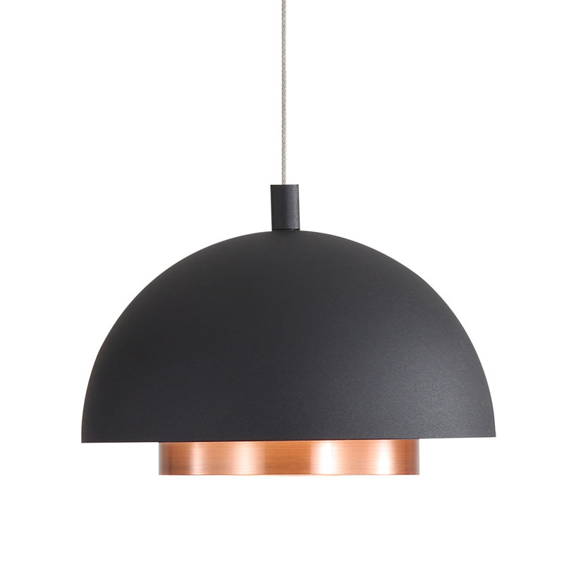 Luminaire suspendu DEL Solsken avec cuivre vieilli, H 14 po x l 7,13 po x P 7,13 po, 8 W, Sable, noir