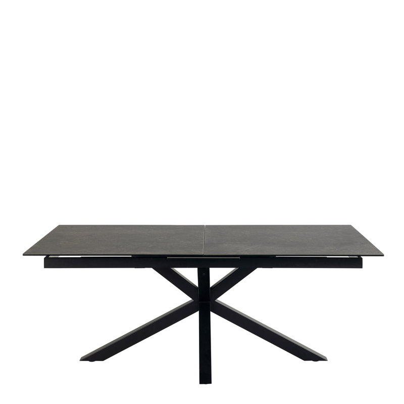 Harrisonburg Extendable Metal Base Dining Table, 76cm H x 100cm W x 240cm L, Black