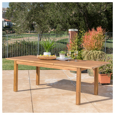 Table de salle à manger extensible en bois d'acacia Wilson - Mobilier de patio rustique en teck