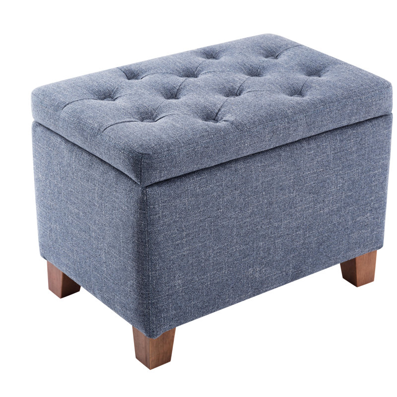 Repose-pieds de rangement rectangulaire capitonné 24 po avec rangement, Bleu