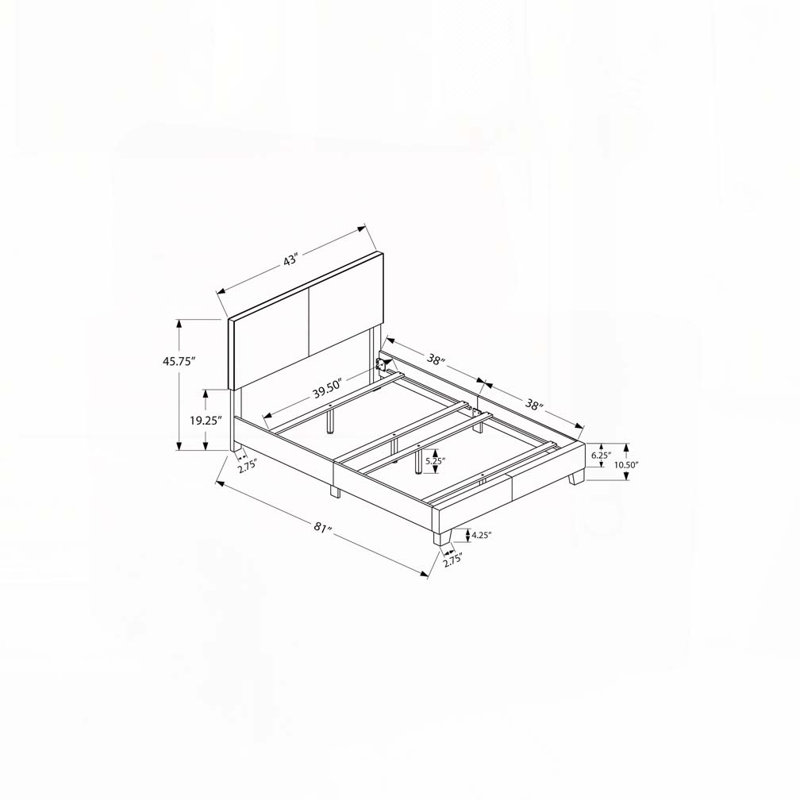 Lit plateforme tapissier en similicuir, Lit simple, Blanc